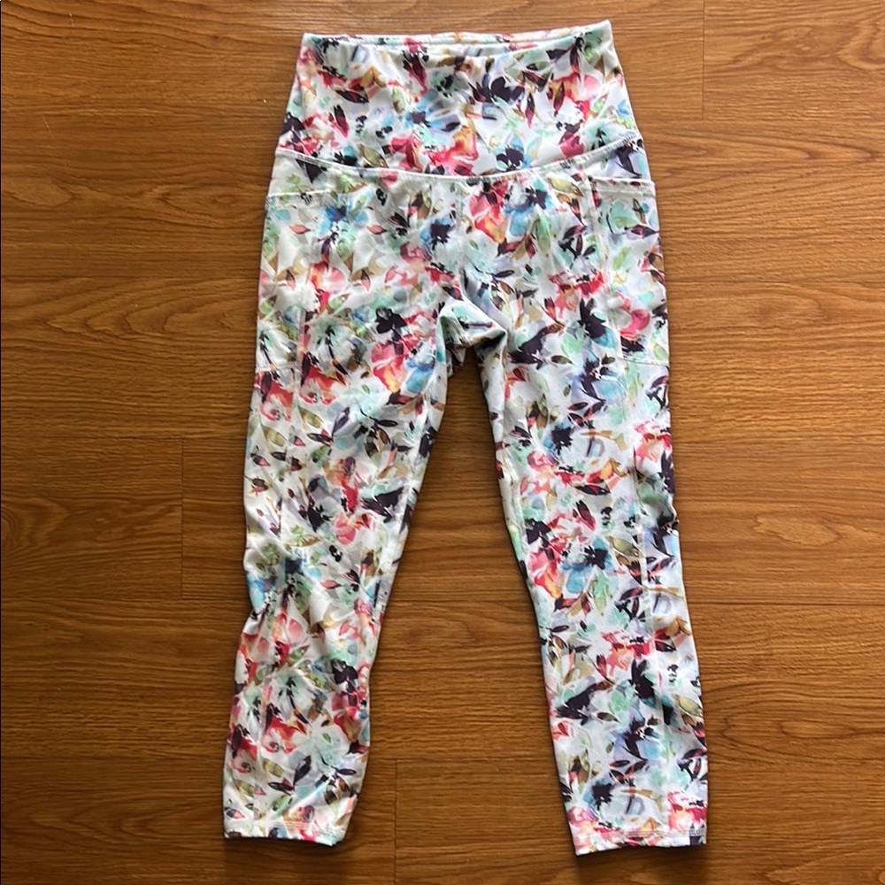 RBX Red and Pink Leggings Vibrant Floral Design